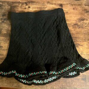 Sugar Thrillz Snowbound Heirloom Mini Skirt with Holly Trim in Size Medium